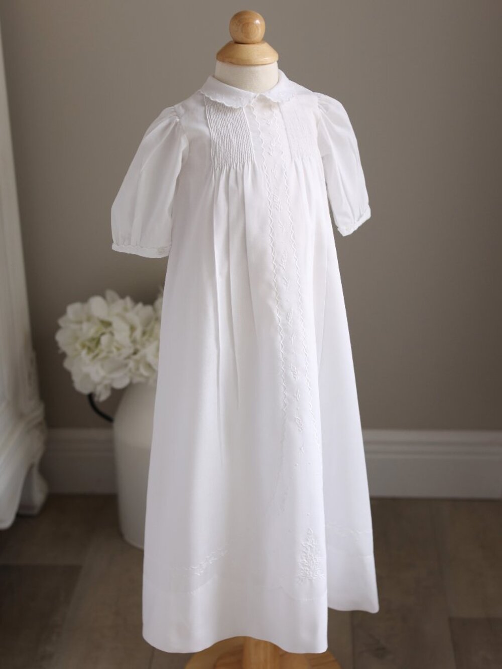 White Heirloom Special Occasion Gown Set Long Sleeve w/ Bonnet Slip Newborn
